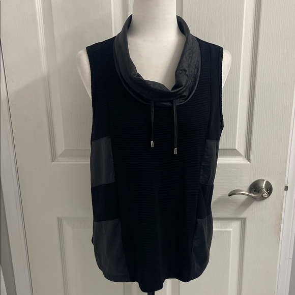Picadilly Black Sleeveless Cowl Neck Top Faux Leather Sz S - Picture 1 of 11